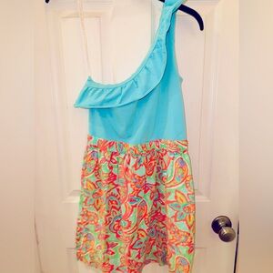 Lilly Pulitzer small one Shoulder easy pull on dress - double layered at top